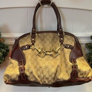 GG Canvas Large Horsebit Nail Boston Bag